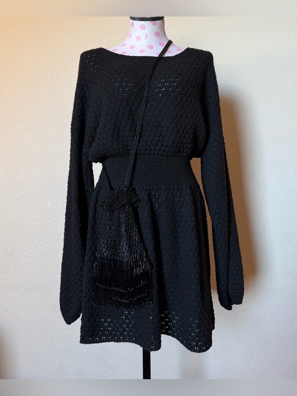 ✨Black Batwing Sleeve Dress & Black Evening Bag✨